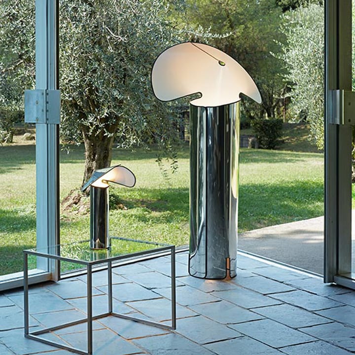 Lampadaire Chiara F, Acier inoxydable-bord noir Flos
