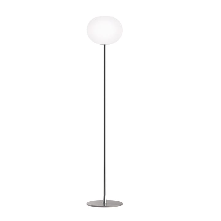 Lampadaire Glo-ball F2 - Verre opalin blanc-pied en argent mat - Flos