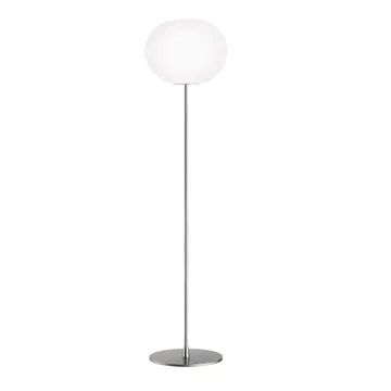 Lampadaire Glo-ball F3 - Verre opalin blanc-mât support argenté - Flos