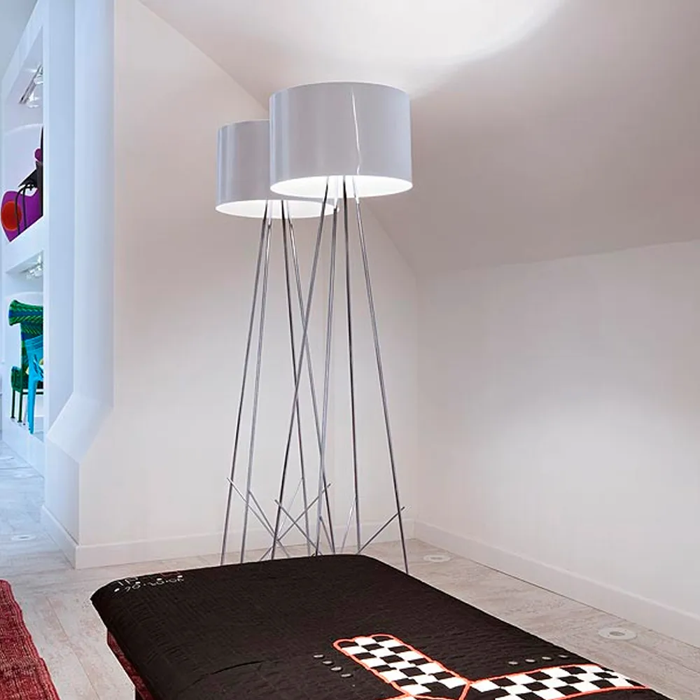 Lampadaire Ray F2, Noir-chrome Flos