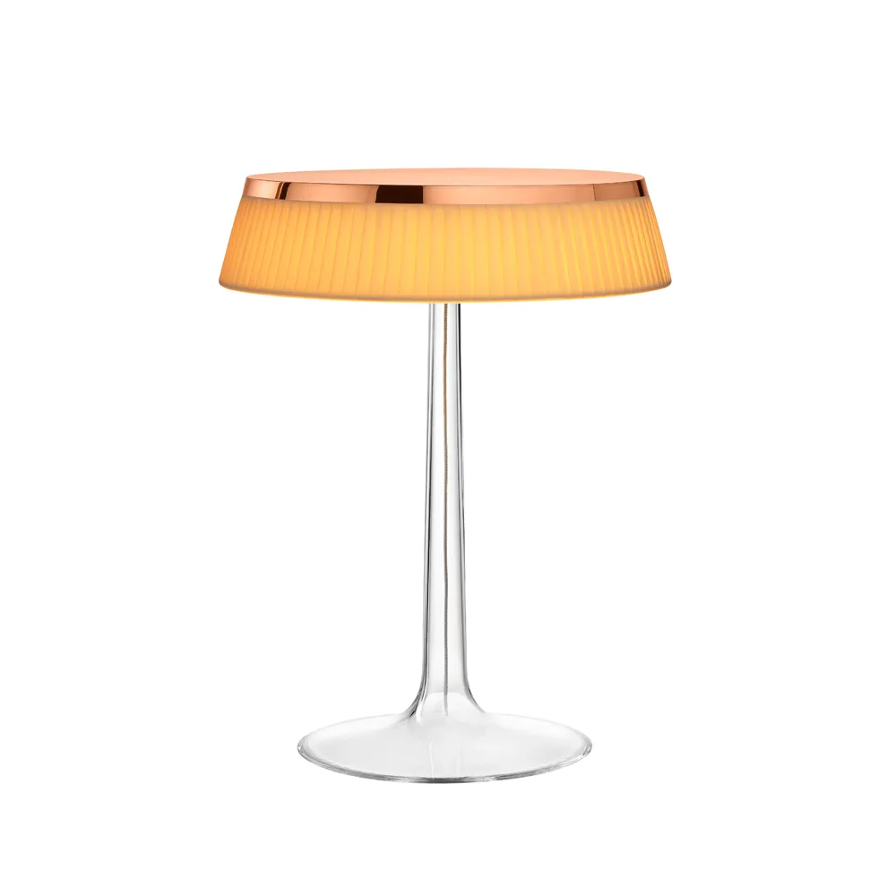 Lampe de table Bon Jour T, Copper-soft abat-jour en tissu Flos
