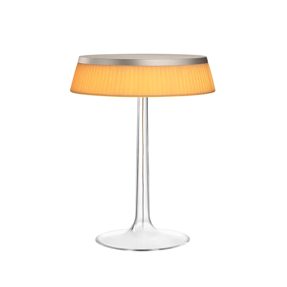 Lampe de table Bon Jour T, Orange-tissu abat-jour-mate chrome Flos