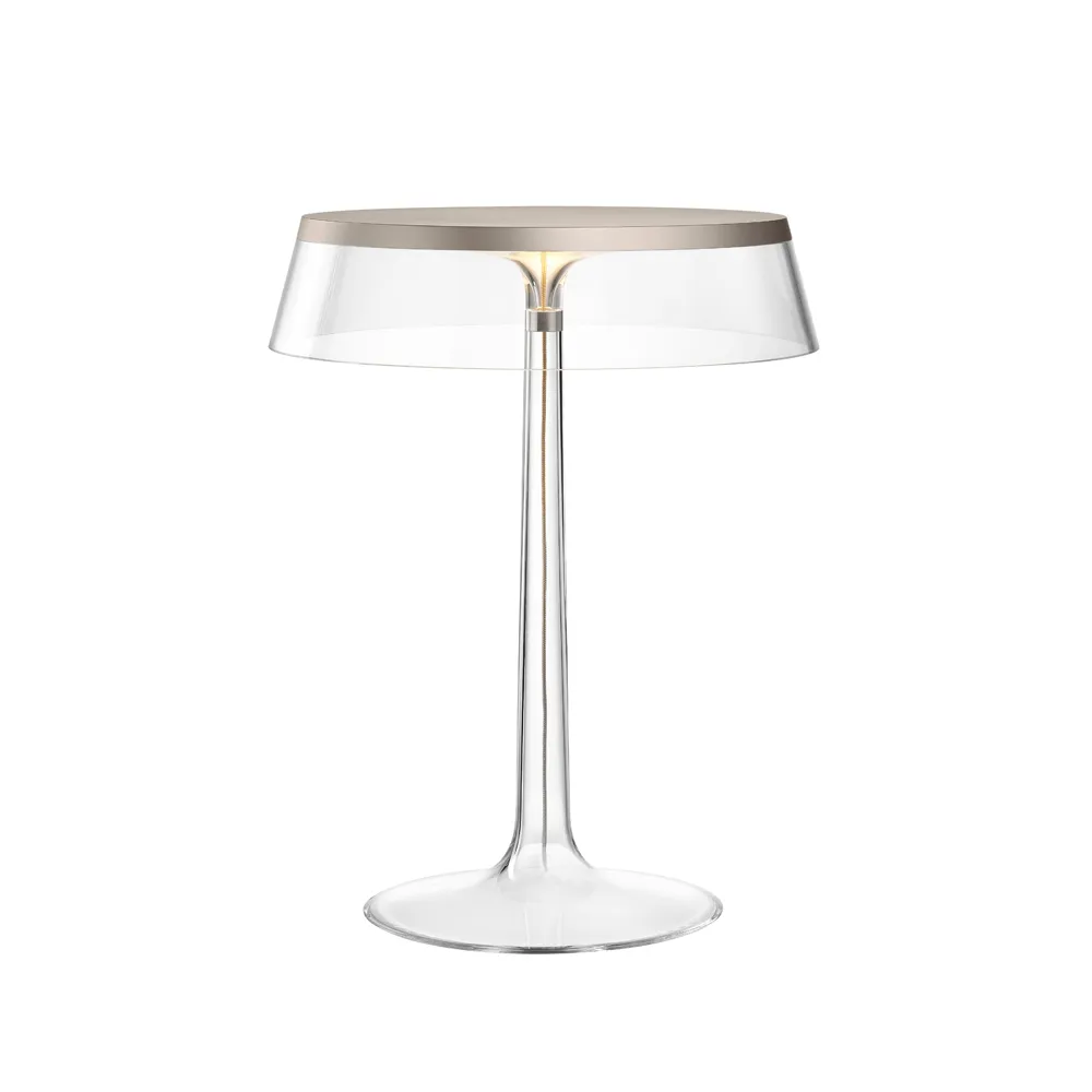 Lampe de table Bon Jour T, Transparent-mattchromé topp Flos