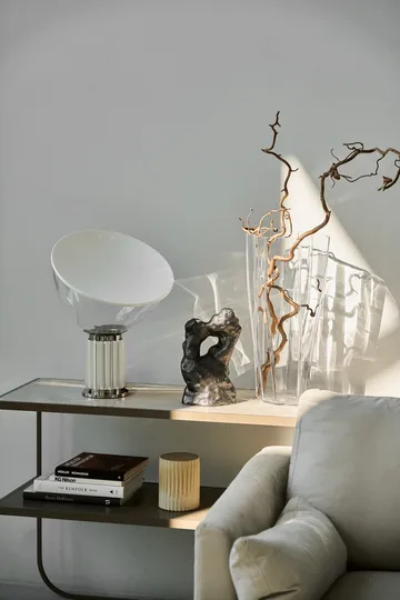 Lampe de table Taccia Small LED 48,5 cm - Cloche en verre argentée - Flos