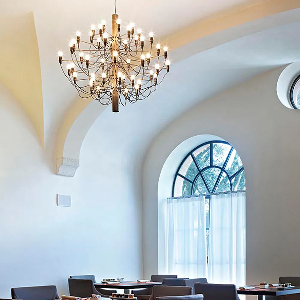 Lustre 2097 Sarfatti, Laiton 50 lampes Flos