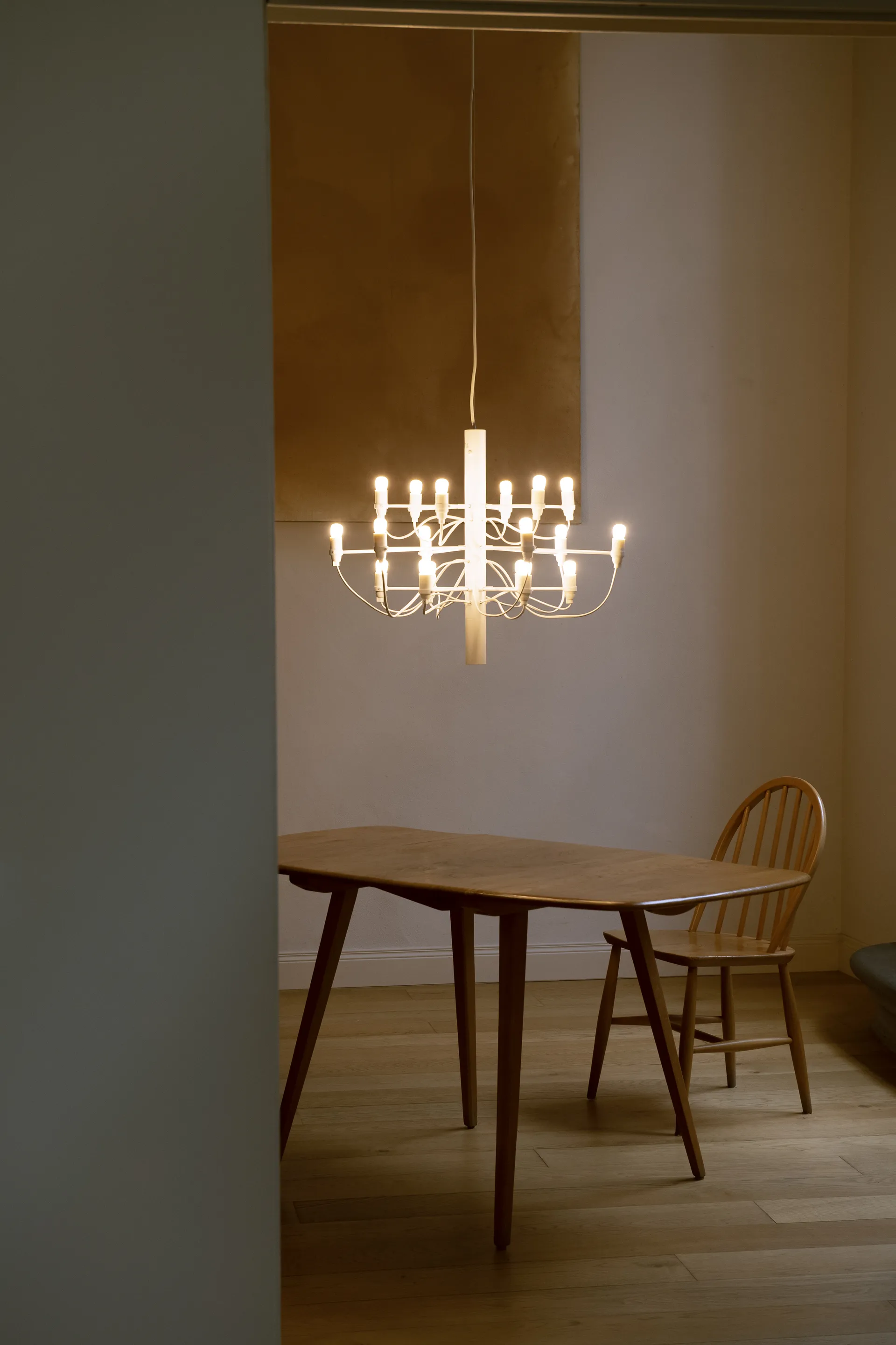 Lustre 2097 Sarfatti, Mattblanc 18 lampes Flos