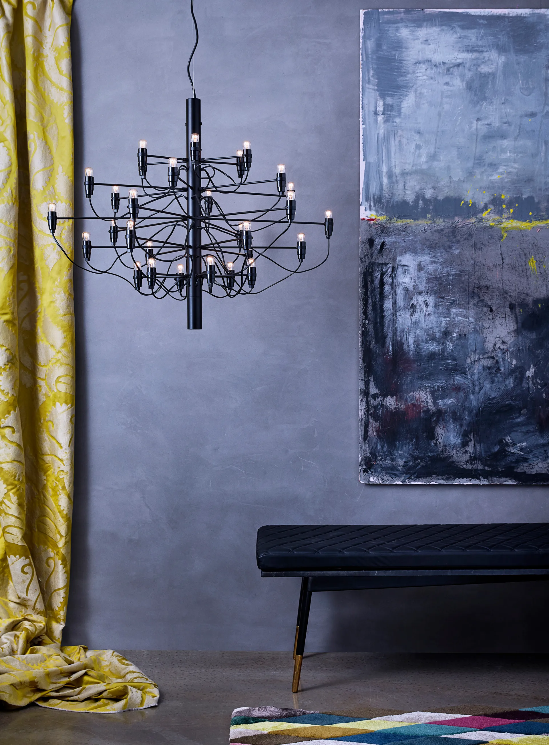 Lustre 2097 Sarfatti, Mattsvart 30 lampes Flos