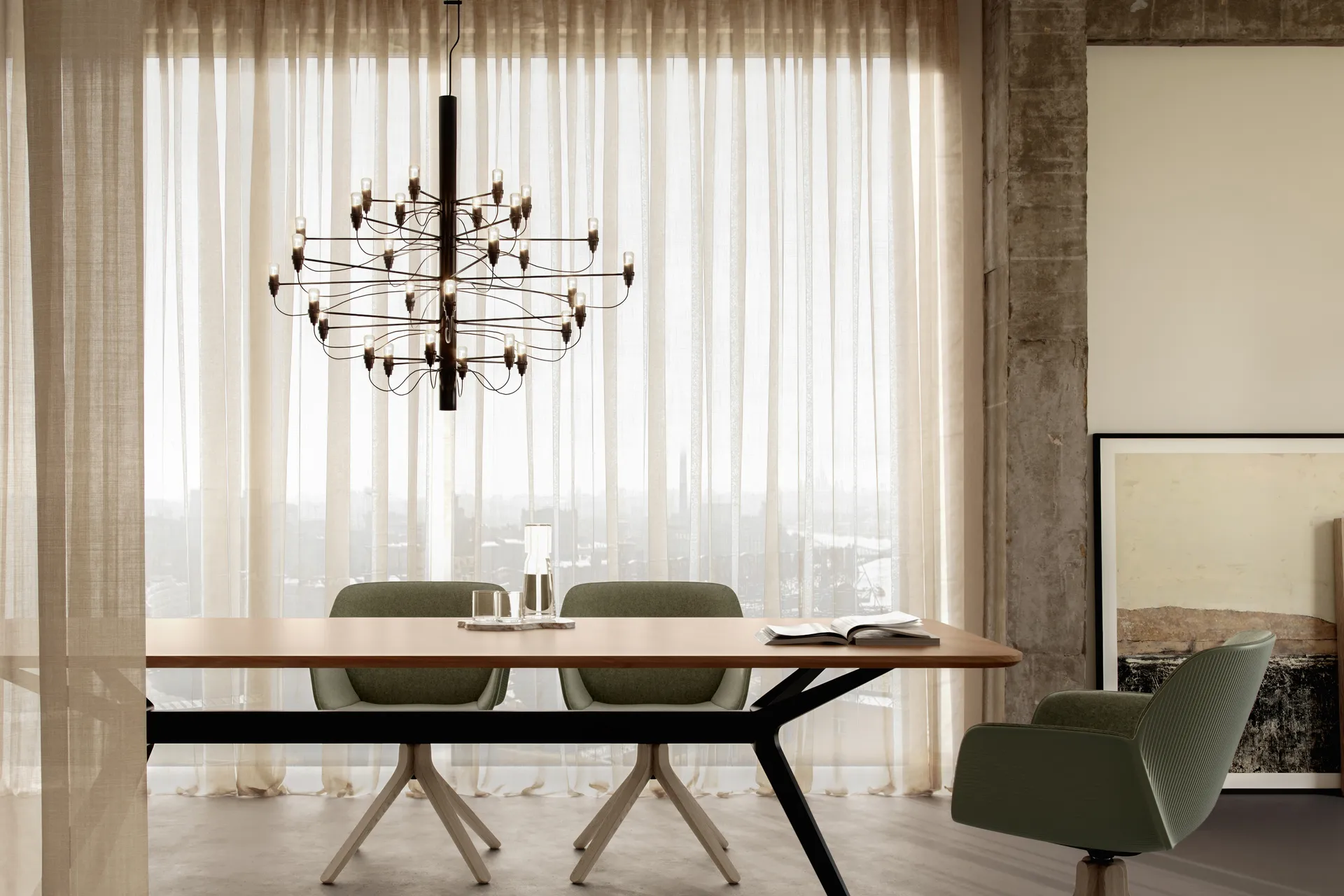 Lustre 2097 Sarfatti, Mattsvart 30 lampes Flos