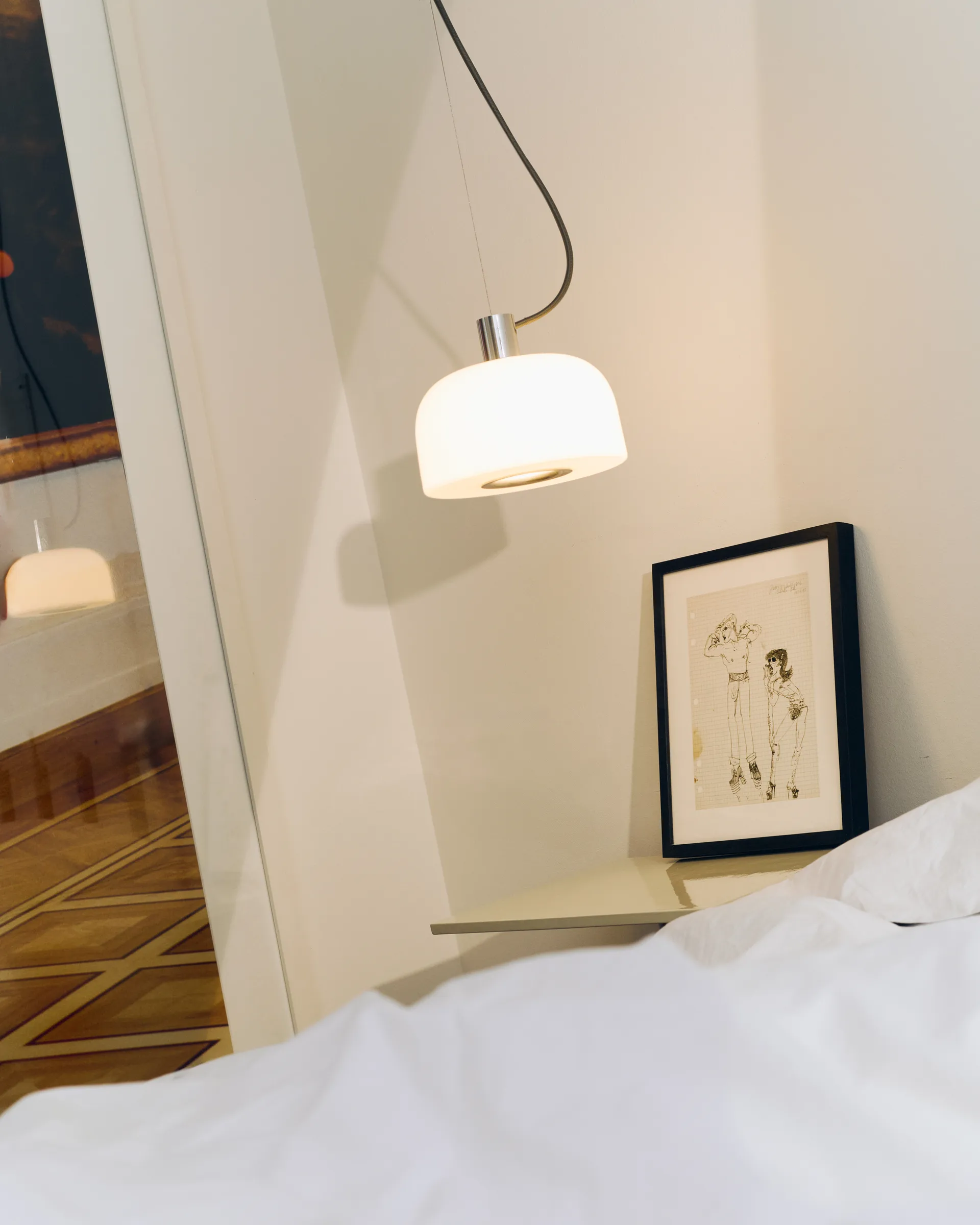 Suspension Bellhop Glass S1, Bright aluminum Flos