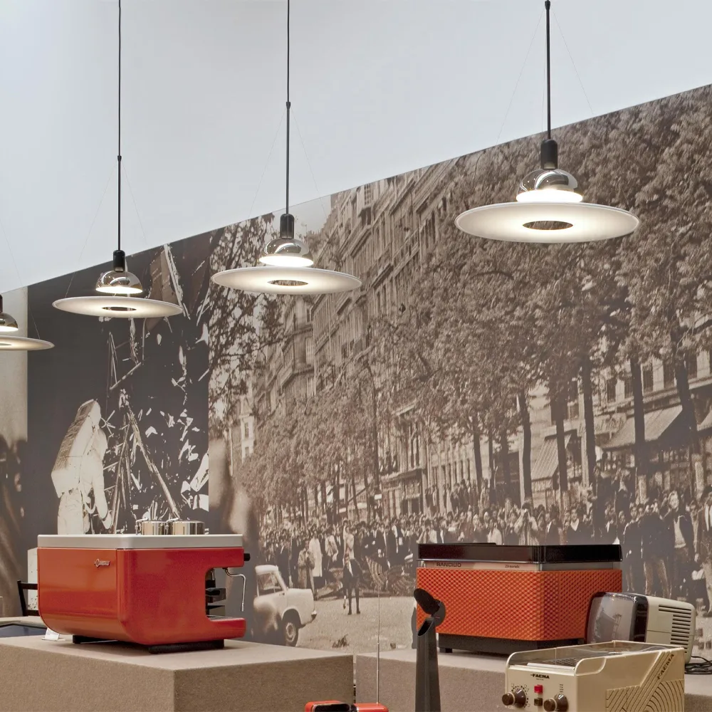 Suspension Frisbi, Verre opale blanc Flos