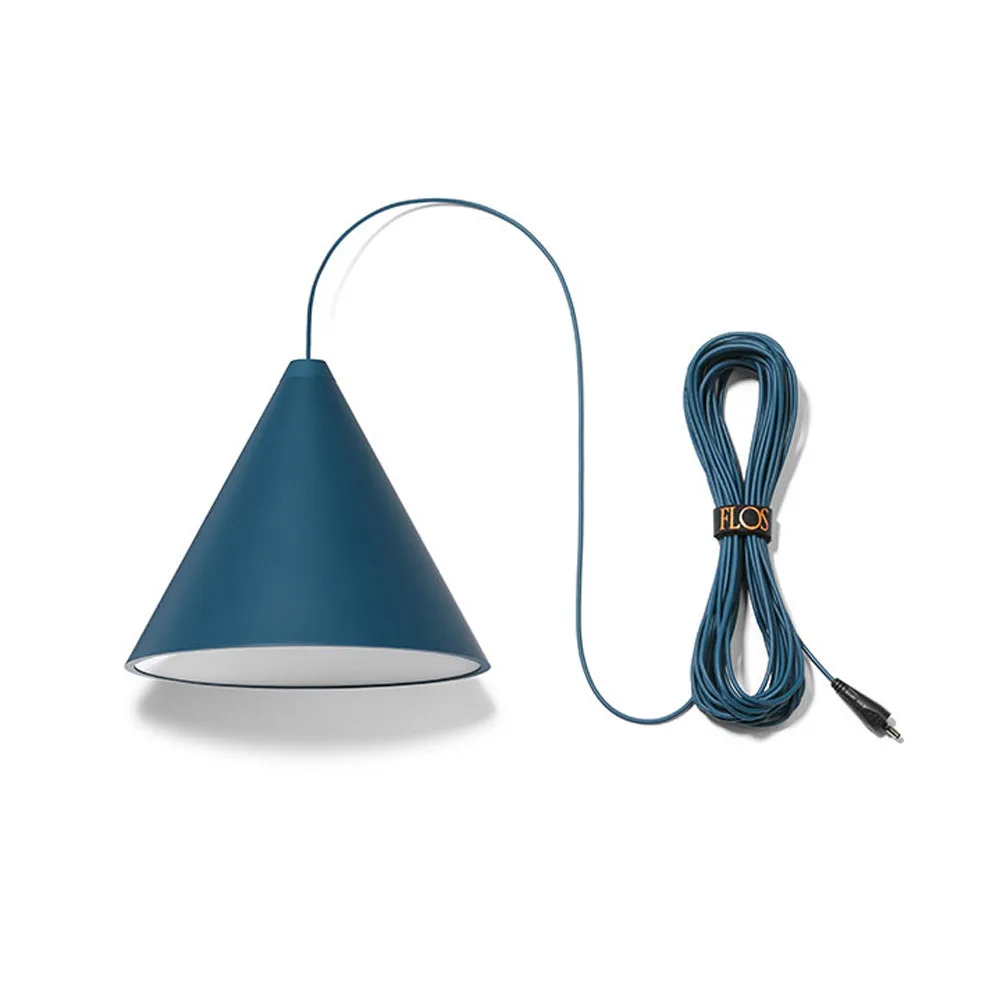 Suspension String Light Cone, Bleu, câble 12 m Flos