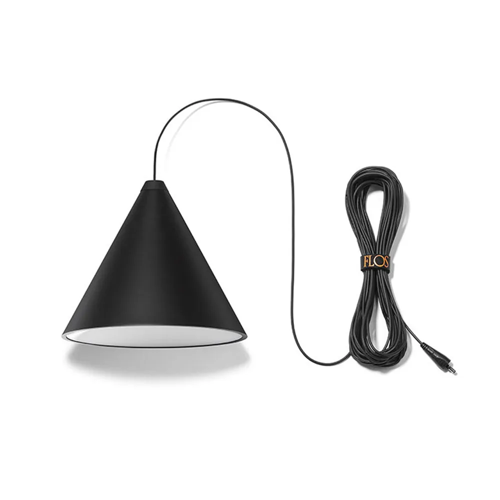 Suspension String Light Cone, Noir, câble 22 m Flos