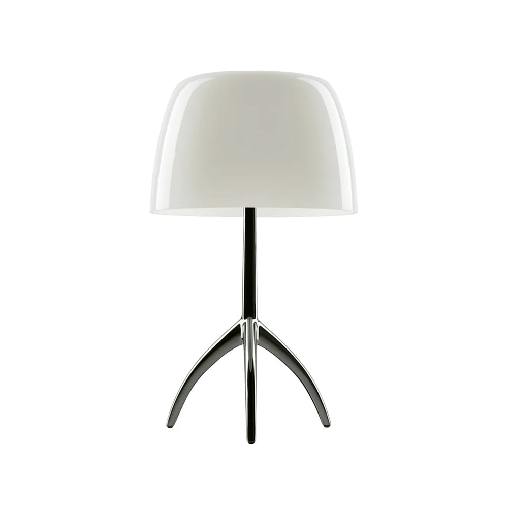 Lampe de table Lumiere Grande Dimbar, blanc chaud, chrome noir Foscarini