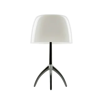 Lampe de table Lumiere Grande Dimbar - blanc chaud, chrome noir - Foscarini