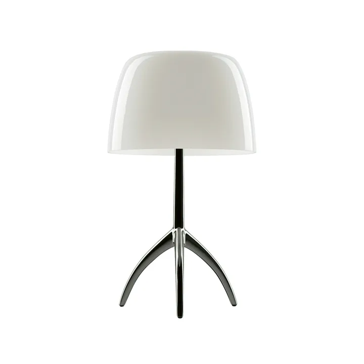 Lampe de table Lumiere Grande Dimbar - blanc chaud, chrome noir - Foscarini
