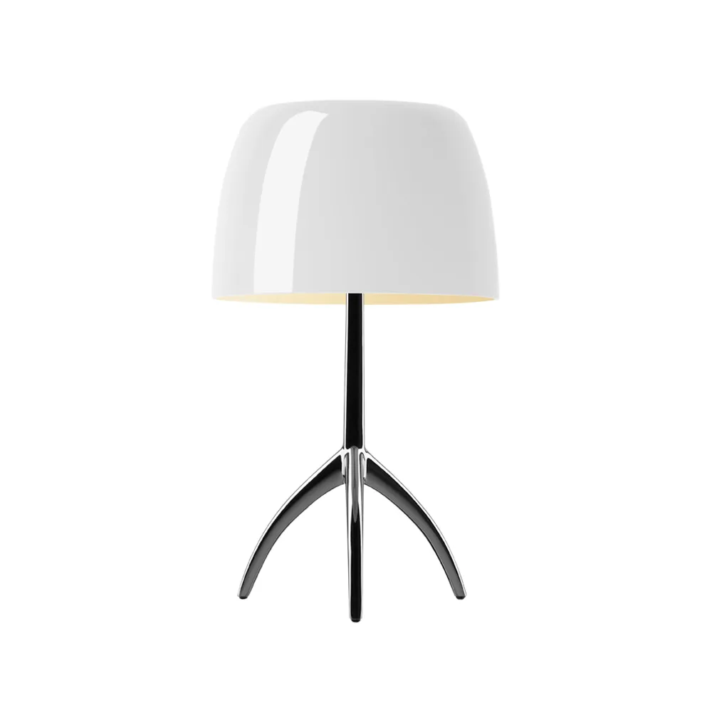 Lampe de table Lumiere Grande Dimbar, blanc, chrome noir Foscarini