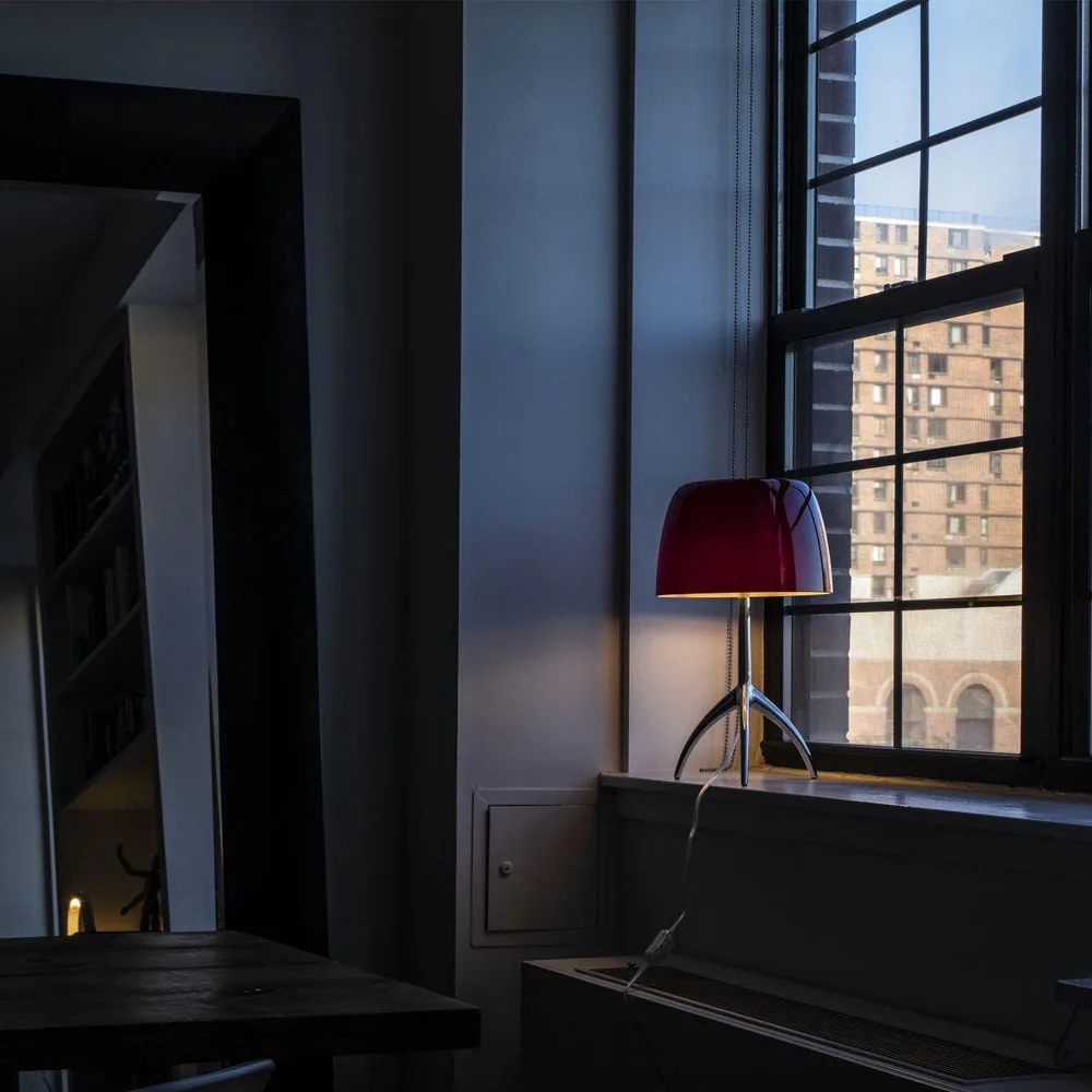 Lampe de table Lumiere Grande Dimbar, blanc, chrome noir Foscarini