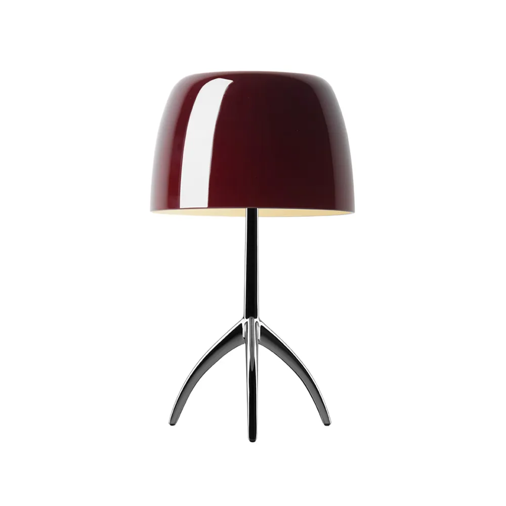 Lampe de table Lumiere Grande Dimbar, rouge cerise, chrome noir Foscarini