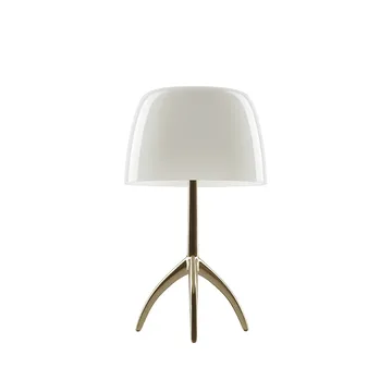 Lampe de table Lumiere Piccola Dimbar - Abat-jour blanc chaud-pied couleur champagne - Foscarini