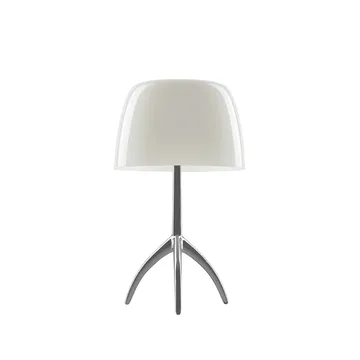 Lampe de table Lumiere Piccola Dimbar - Abat-jour blanc chaud-pied en aluminium - Foscarini