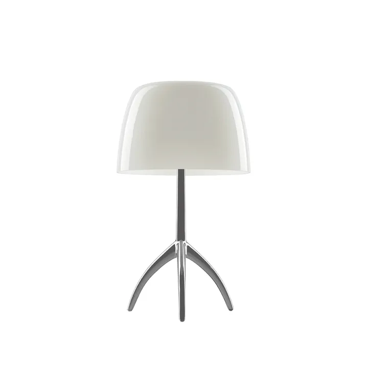 Lampe de table Lumiere Piccola Dimbar - Abat-jour blanc chaud-pied en aluminium - Foscarini