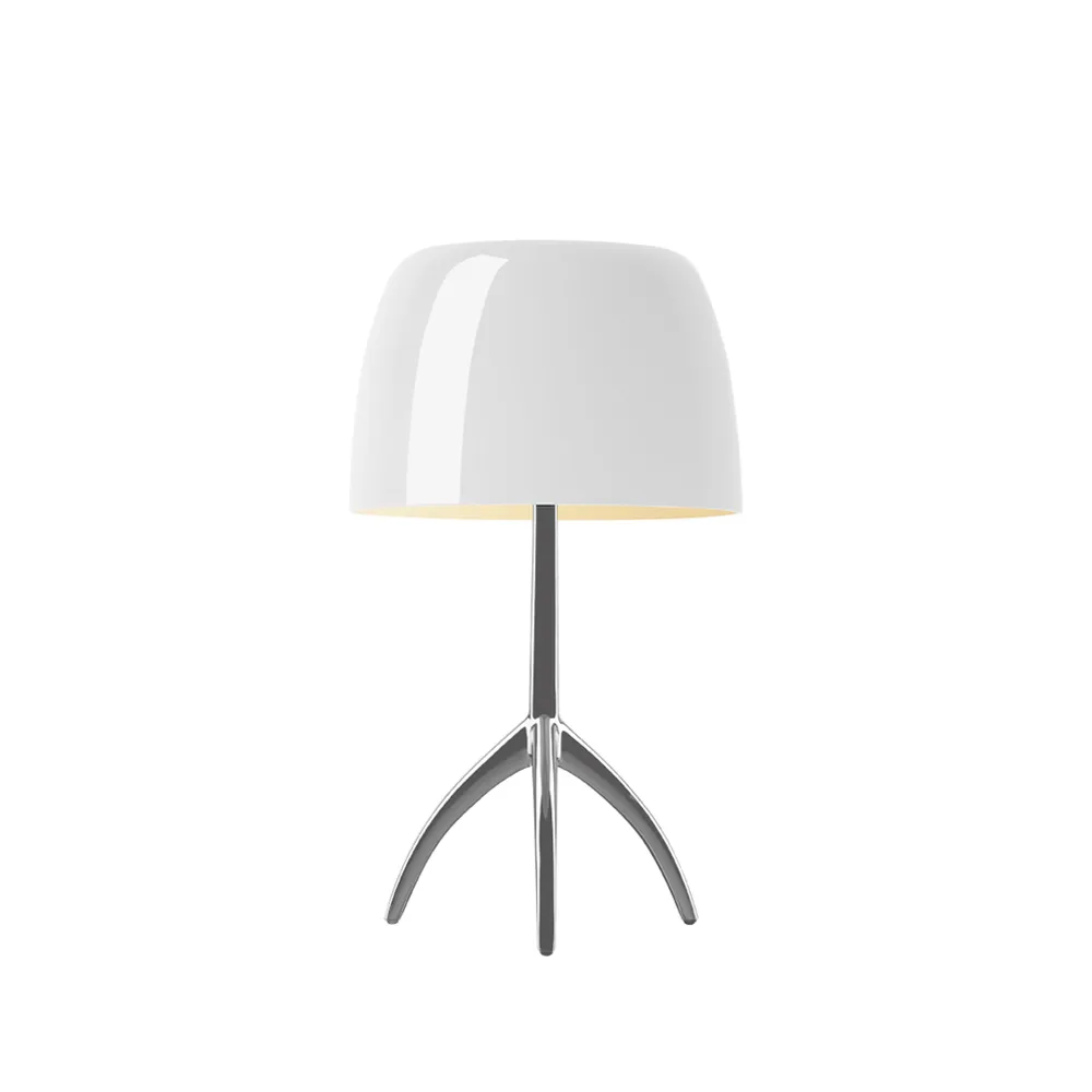 Lampe de table Lumiere Piccola Dimbar, Abat-jour blanc-pied en aluminium Foscarini