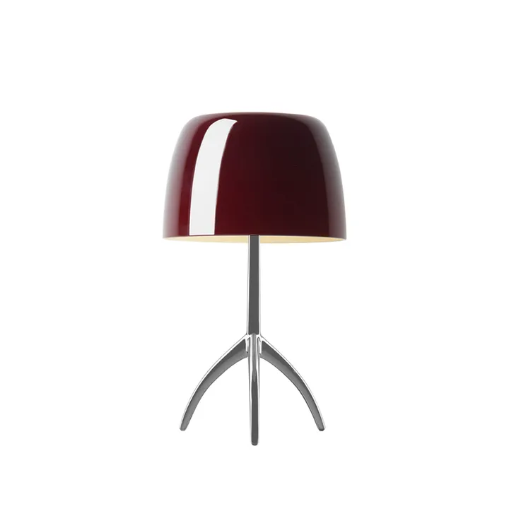 Lampe de table Lumiere Piccola Dimbar - Abat-jour rouge cerise-pied en aluminium - Foscarini