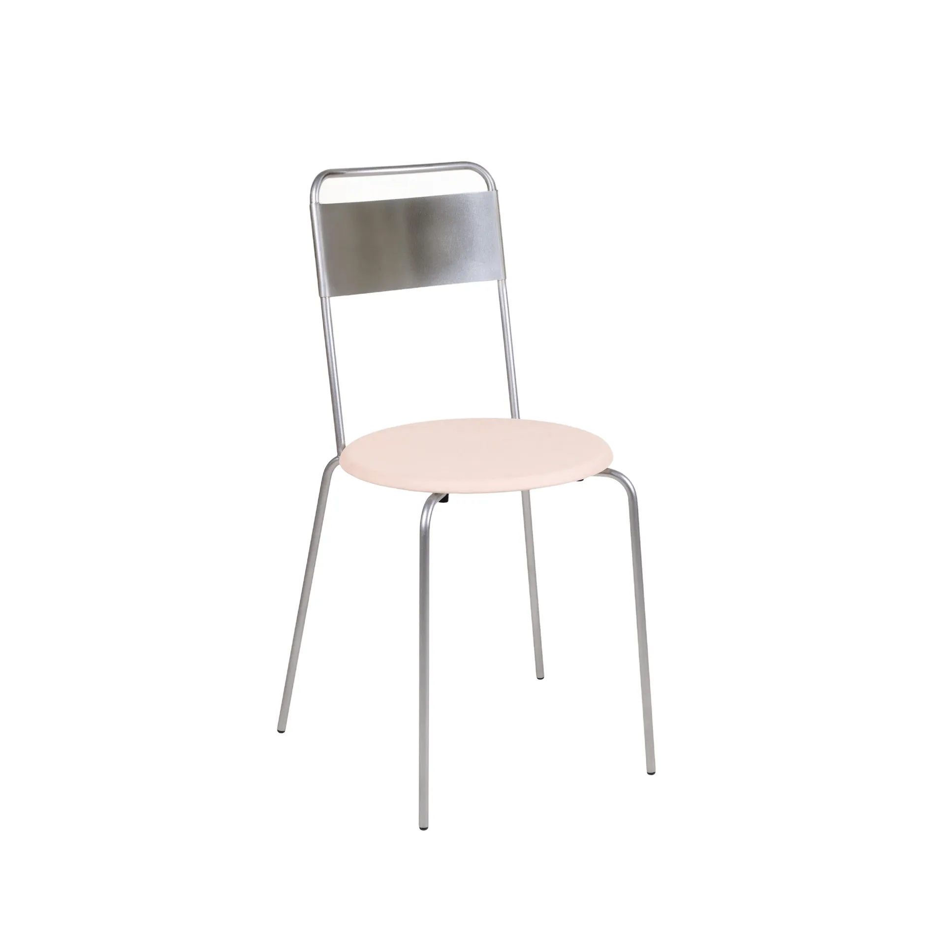 Chaise Petit Rond, Acier inoxydable-cuir Natural FRAMA