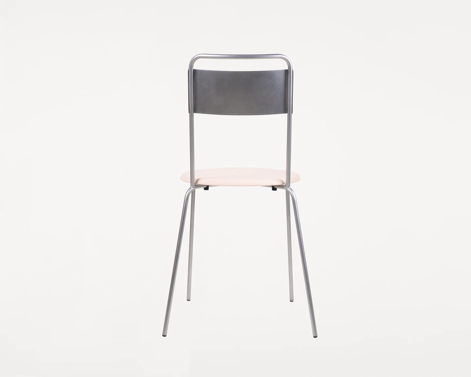 Chaise Petit Rond, Acier inoxydable-cuir Natural FRAMA