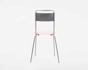 Chaise Petit Rond - Acier inoxydable-cuir Natural - FRAMA