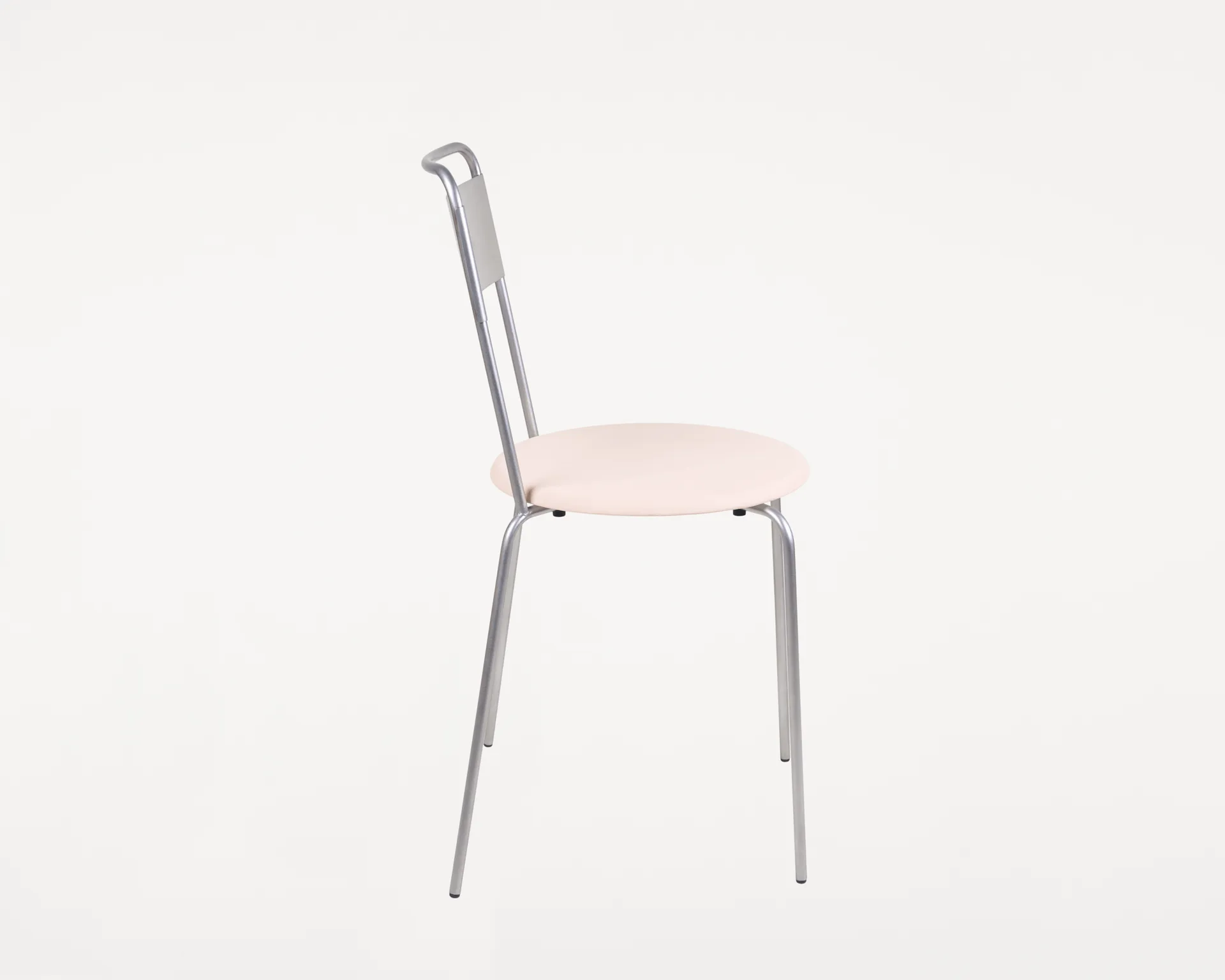 Chaise Petit Rond, Acier inoxydable-cuir Natural FRAMA