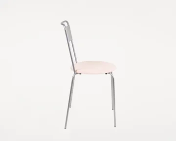 Chaise Petit Rond - Acier inoxydable-cuir Natural - FRAMA