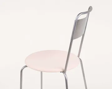 Chaise Petit Rond - Acier inoxydable-cuir Natural - FRAMA