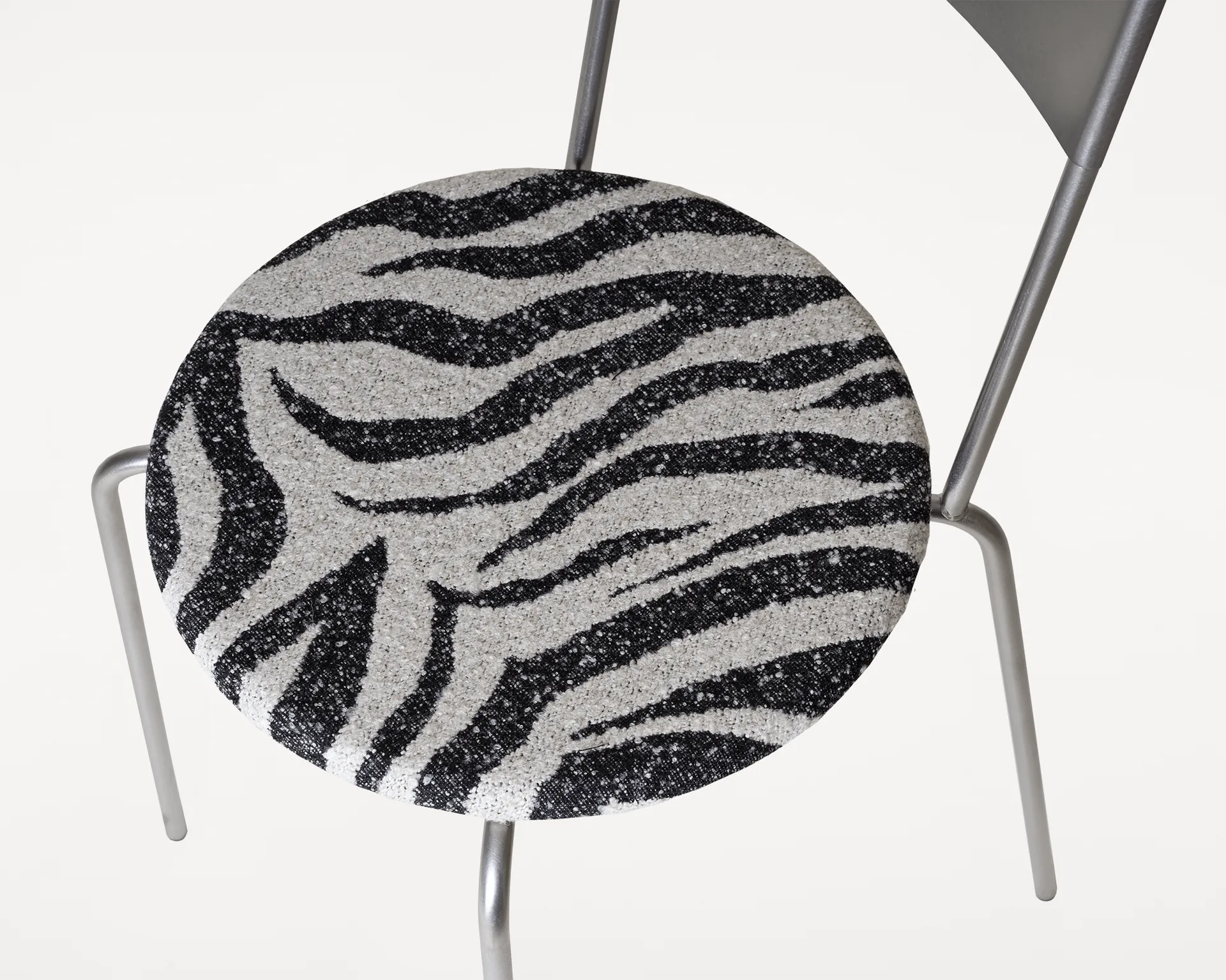 Chaise Petit Rond, Acier inoxydable-tissu Zebra FRAMA
