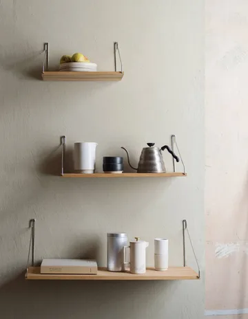 Étagère murale Single Shelf - Chêne-acier inoxydable, 60x20 cm - FRAMA