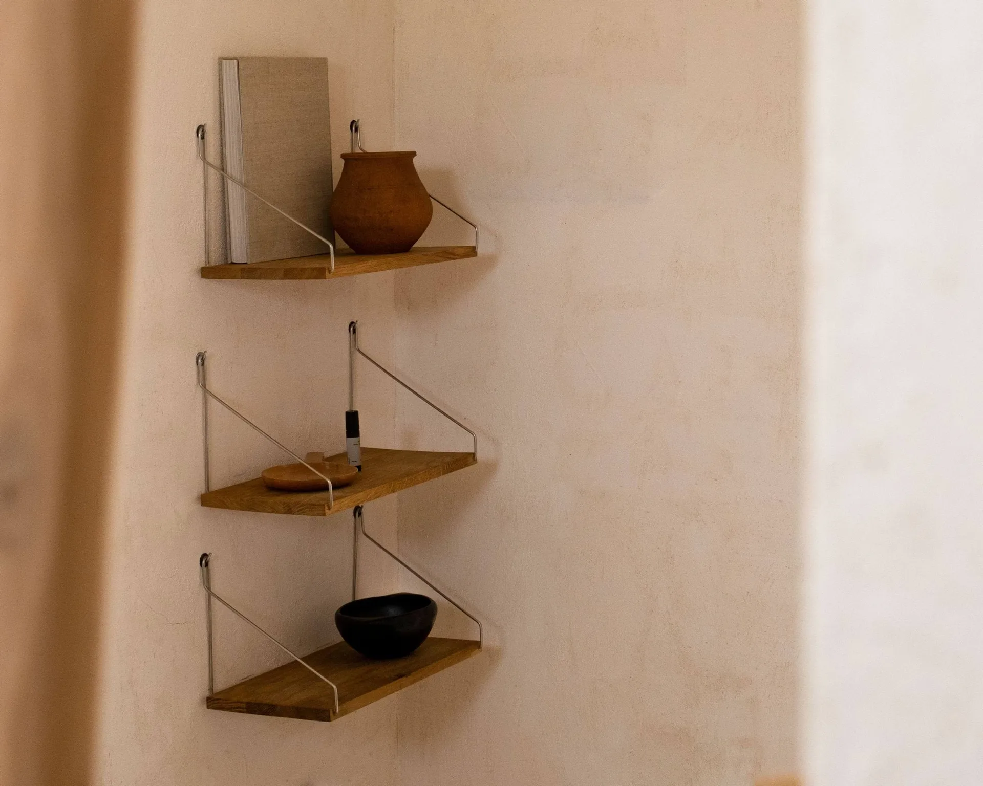 Étagère murale Single Shelf, Chêne-acier inoxydable, 80x20 cm FRAMA