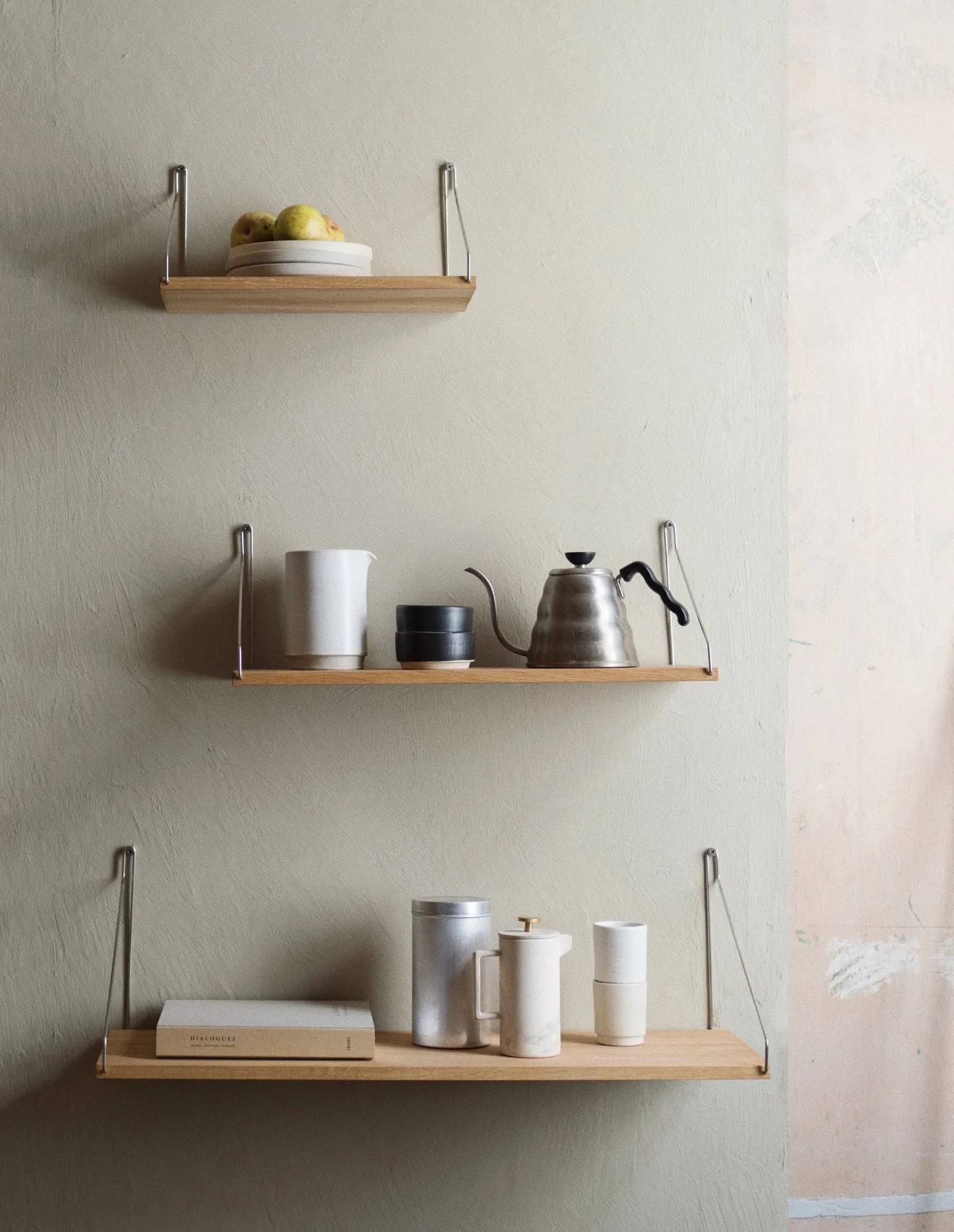 Étagère murale Single Shelf, Chêne-acier inoxydable, 80x27 cm FRAMA