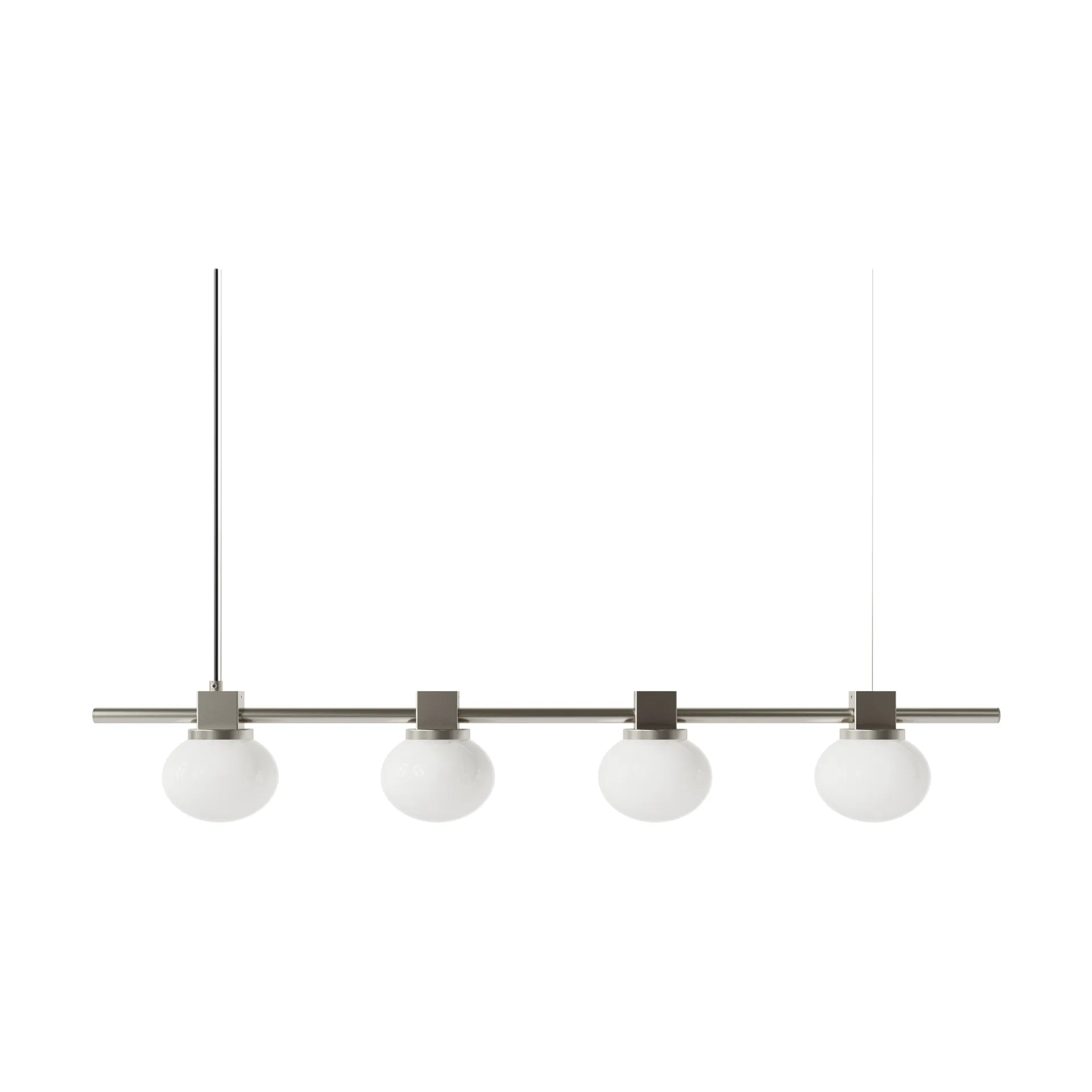 Suspension Ovoid Pendant Light Quadruple, Acier inoxydable, verre opale FRAMA