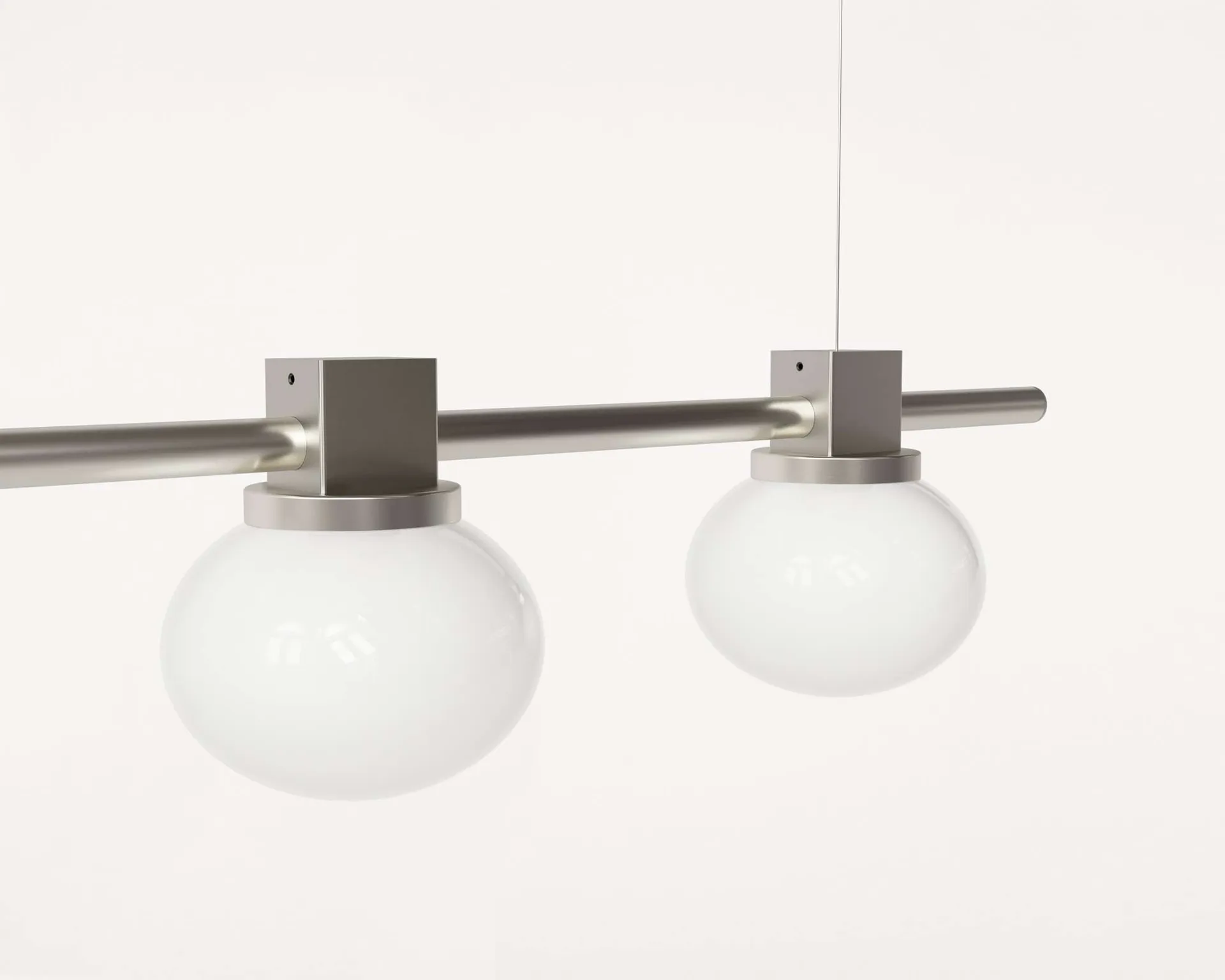 Suspension Ovoid Pendant Light Quadruple, Acier inoxydable, verre opale FRAMA
