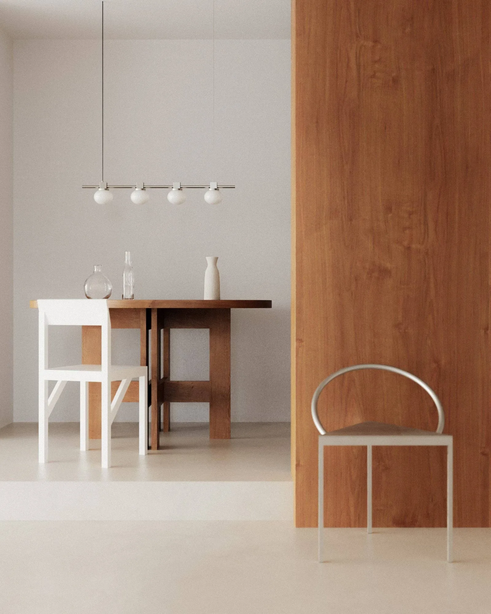 Suspension Ovoid Pendant Light Quadruple, Acier inoxydable, verre opale FRAMA
