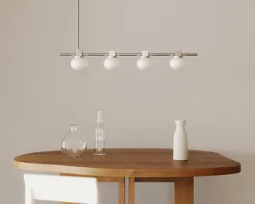 Suspension Ovoid Pendant Light Quadruple - Acier inoxydable, verre opale - FRAMA