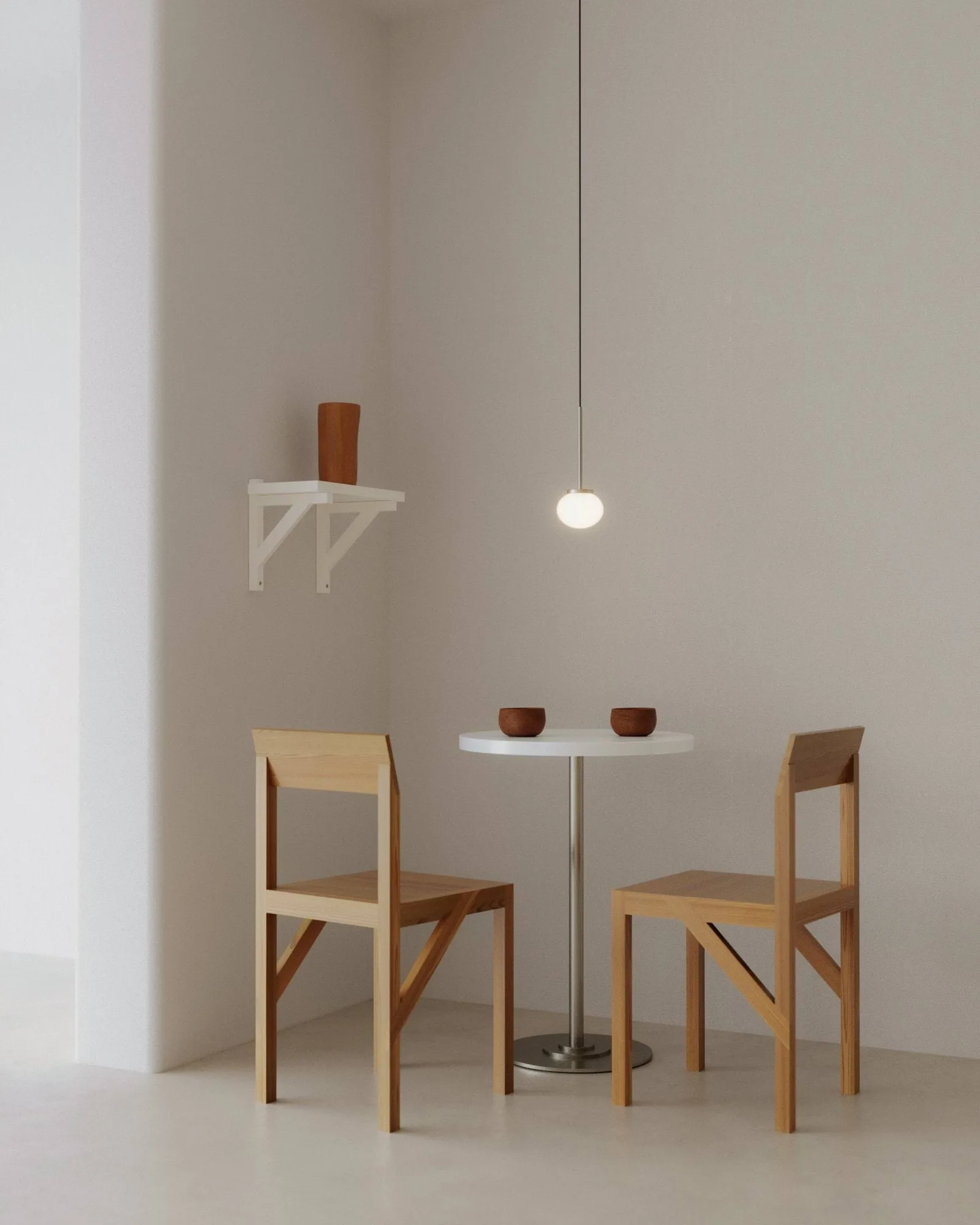 Suspension Ovoid Pendant Light Single, Acier inoxydable, verre opale FRAMA