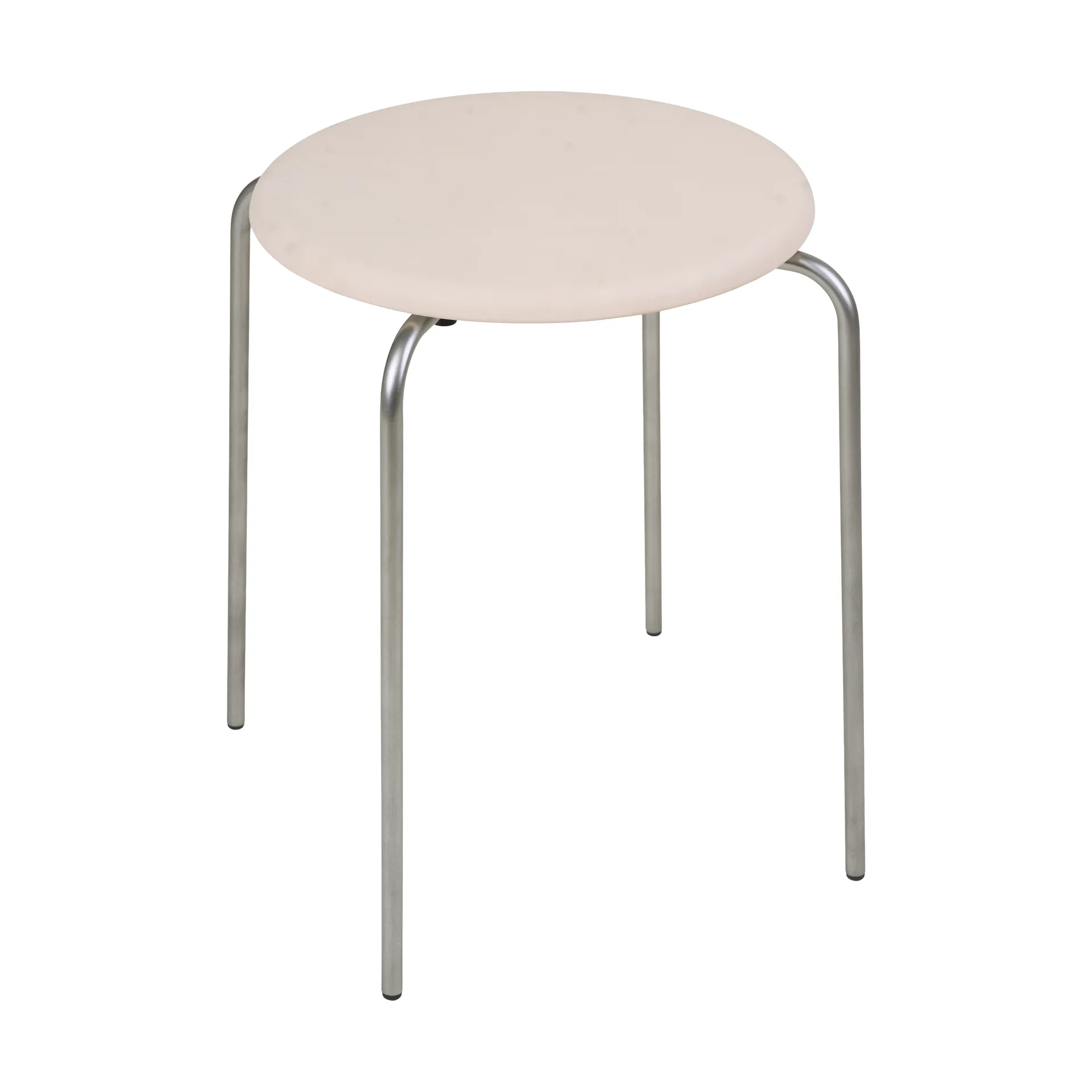 Tabouret rond Petit Rond, Acier inoxydable-cuir Natural FRAMA