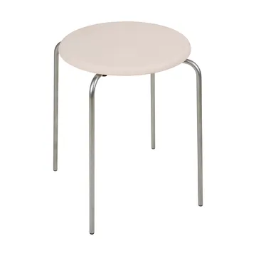 Tabouret rond Petit Rond - Acier inoxydable-cuir Natural - FRAMA