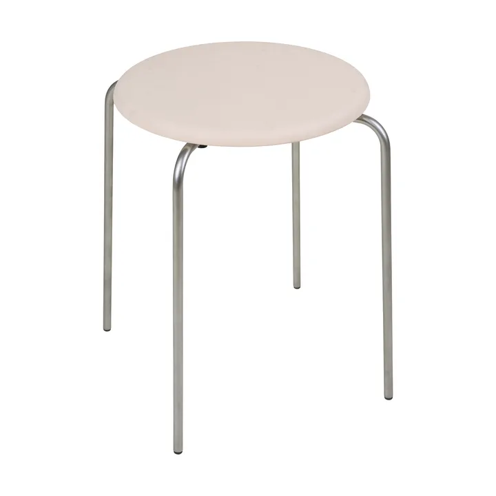 Tabouret rond Petit Rond - Acier inoxydable-cuir Natural - FRAMA