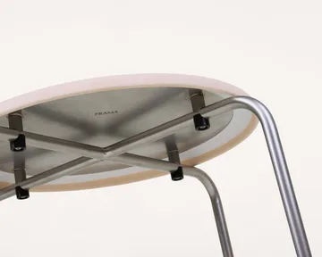 Tabouret rond Petit Rond - Acier inoxydable-cuir Natural - FRAMA
