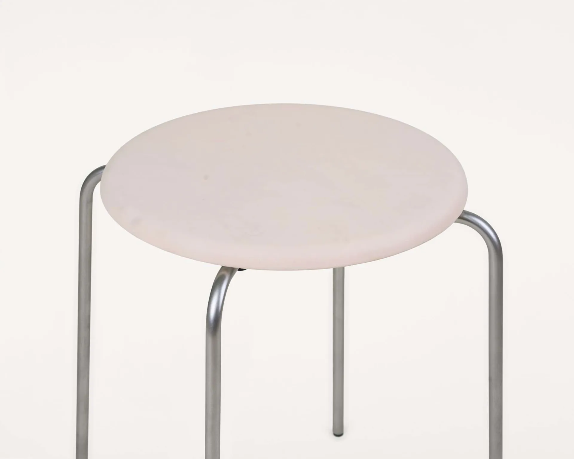 Tabouret rond Petit Rond, Acier inoxydable-cuir Natural FRAMA
