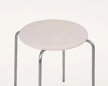 Tabouret rond Petit Rond - Acier inoxydable-cuir Natural - FRAMA