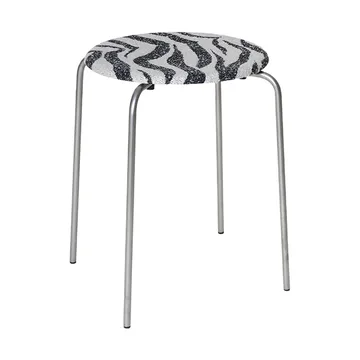 Tabouret rond Petit Rond - Acier inoxydable-tissu Zebra - FRAMA