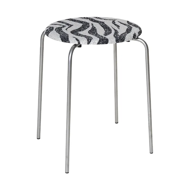 Tabouret rond Petit Rond - Acier inoxydable-tissu Zebra - FRAMA